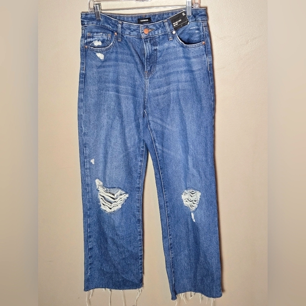 NWT Express 90's Ankle Boot Mid Rise Distressed Jeans, 6L